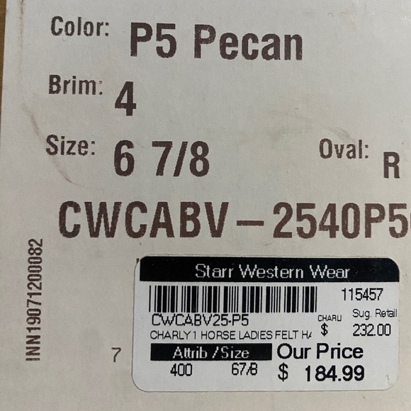 Charlie Horse cowgirl hat size 6 7/8 - Picture 1 of 4